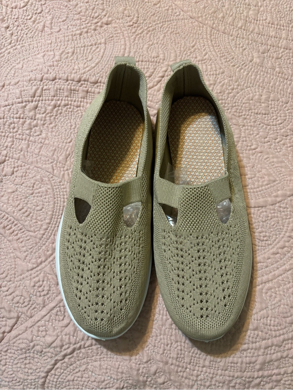 Knit Slip-On Sneakers in Beige